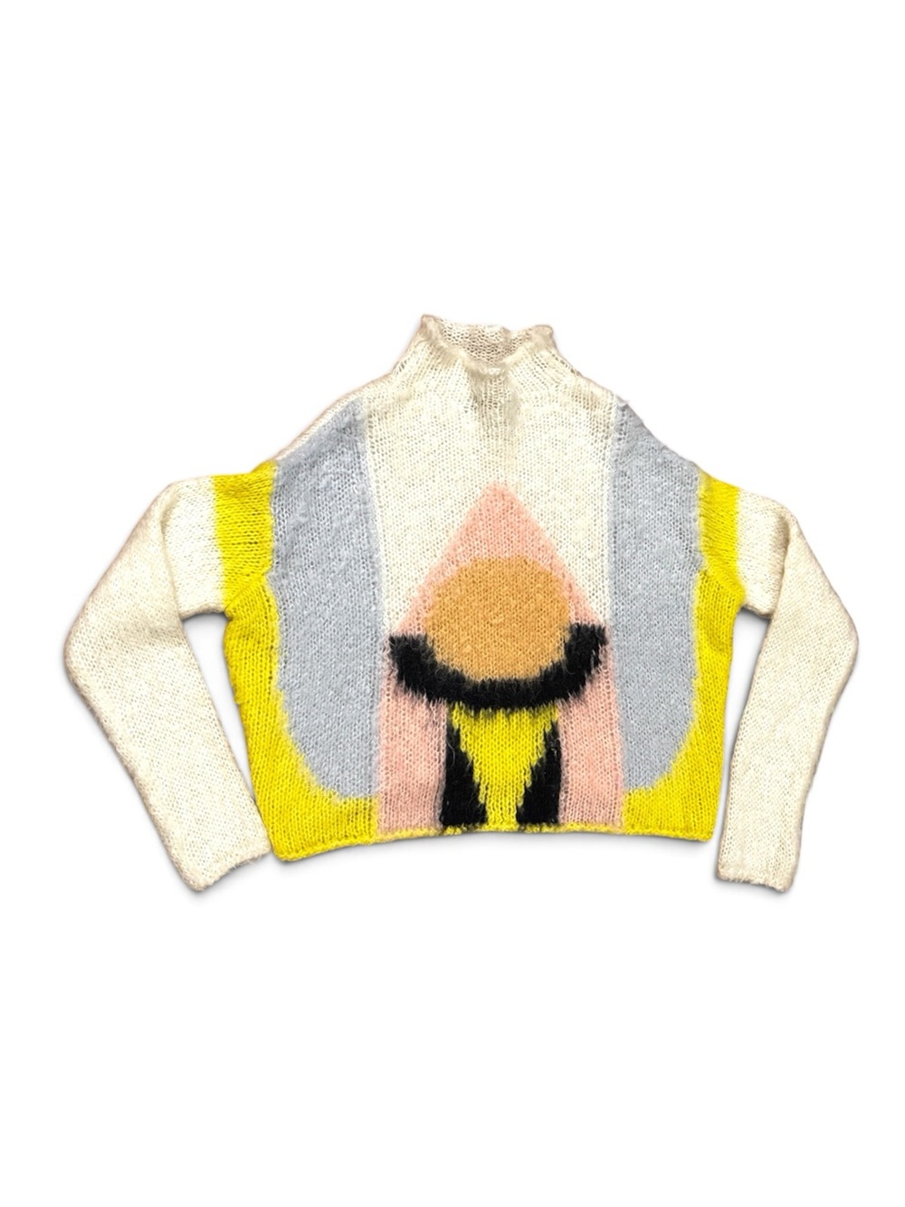 Forte Forte Mohair Abstract Colorblock Mock Neck Mohair Sweater